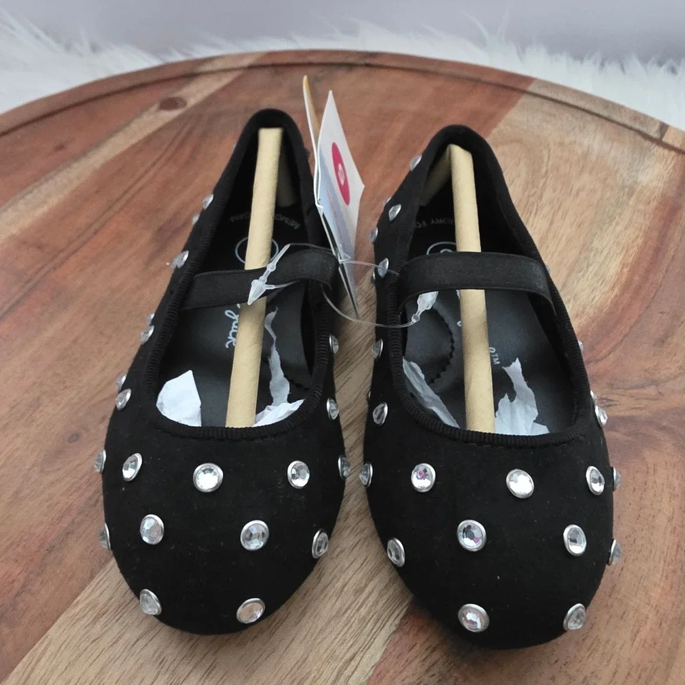 Cat & Jack Trina Mary Jane Toddler 5 Black NEW Rhinestone Memory Foam Shoes